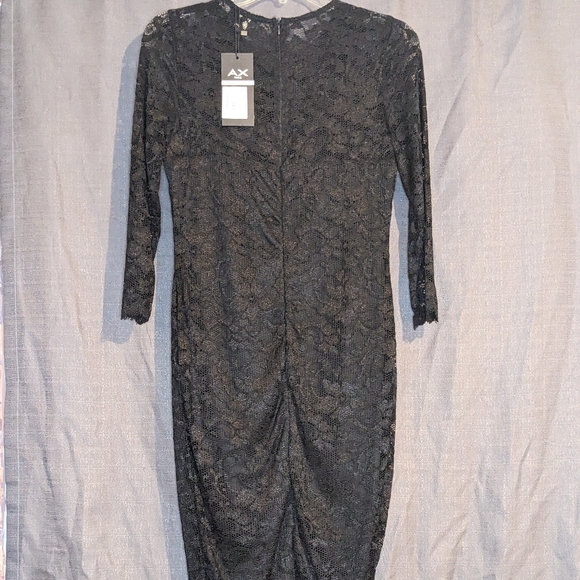 NWT, AX Paris Bodycon Midi Dress, Lace, Black, Size 8 - Picture 3 of 5